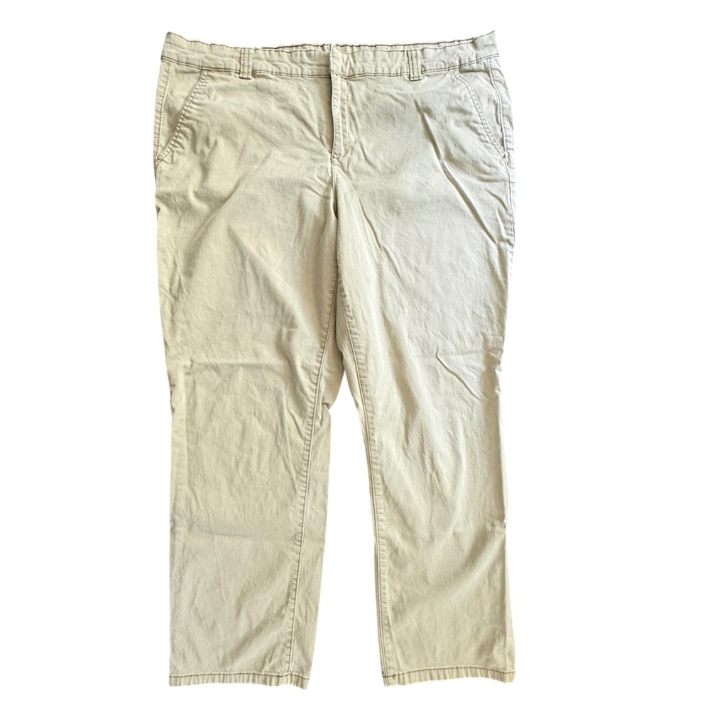ANA Womens Chino Crop Khaki‎ Pants Size 16 Beige Cotton Blend Casual Trousers